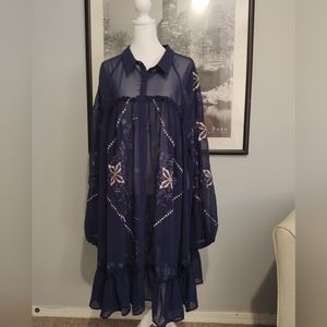 NWOT ASOS DESIGN Curve soft mini smock shirt dress with embroidery